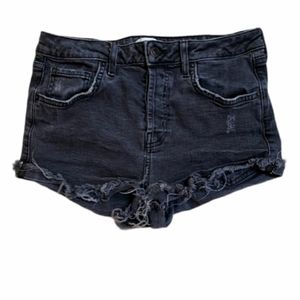 Forever 21 Cut Off Mid- Rise Jean Shorts Women's Size 28 Black